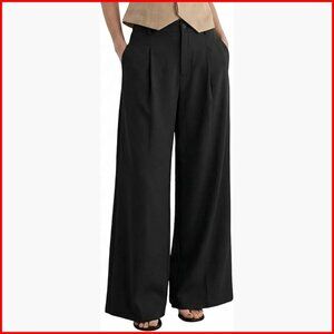 Linen Blend Wide Leg Palazzo Pants Business Casual Work Trousers